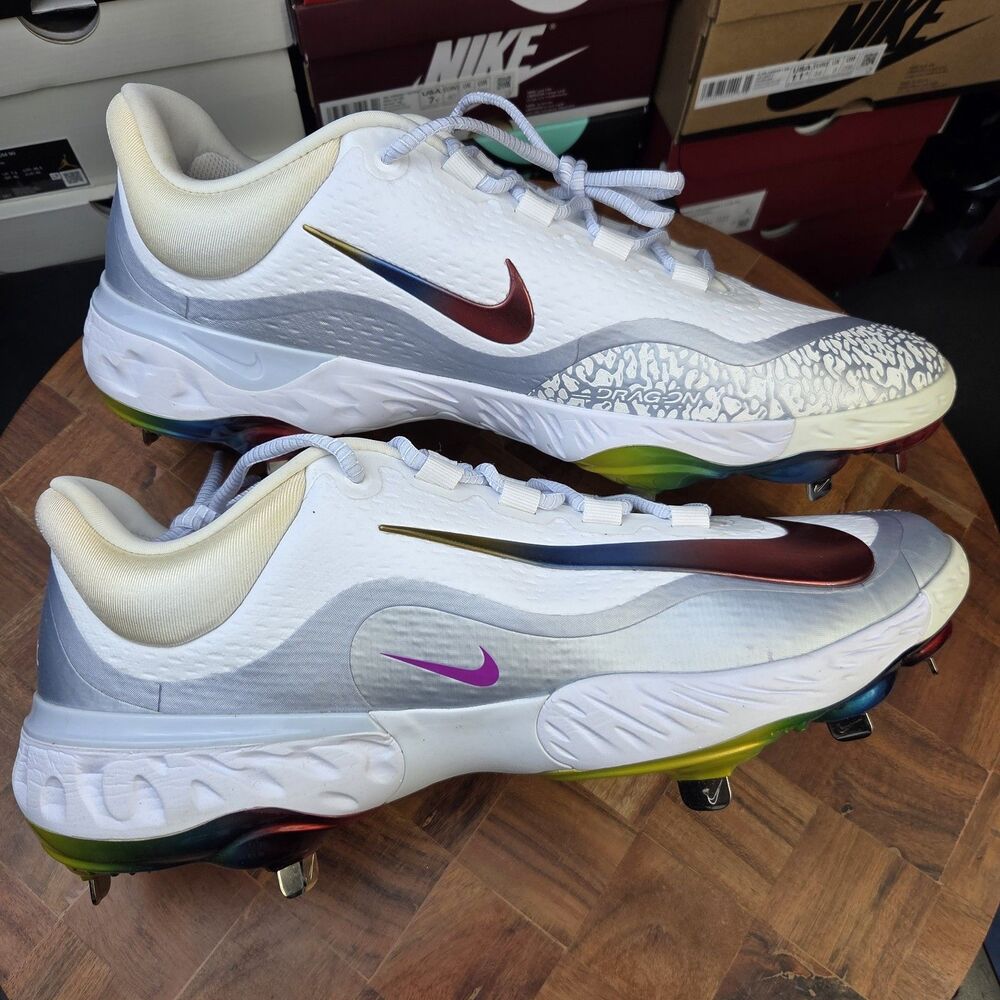 Nike Alpha Huarache Elite 4 Low Baseball Cleats FD2745-106 Rainbow Men’s Sz 13